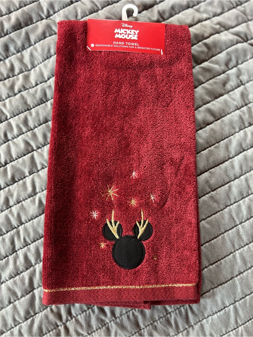 Disney Burgundy Mickey Mouse Hand Towel